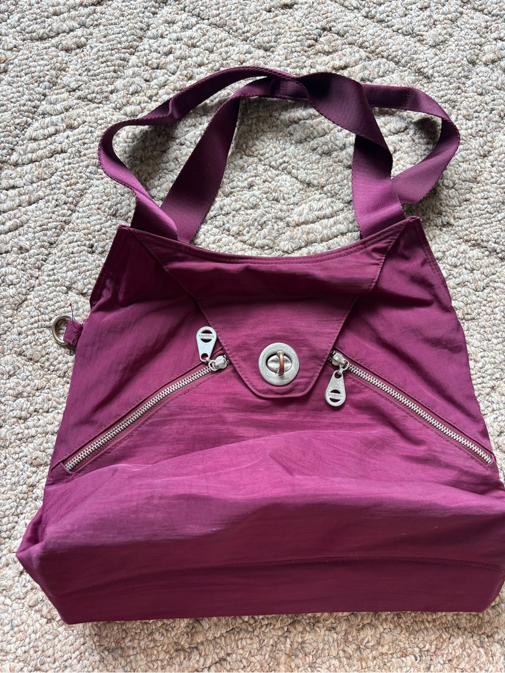Baggallini Plum Purple Tote with Silver Hardware